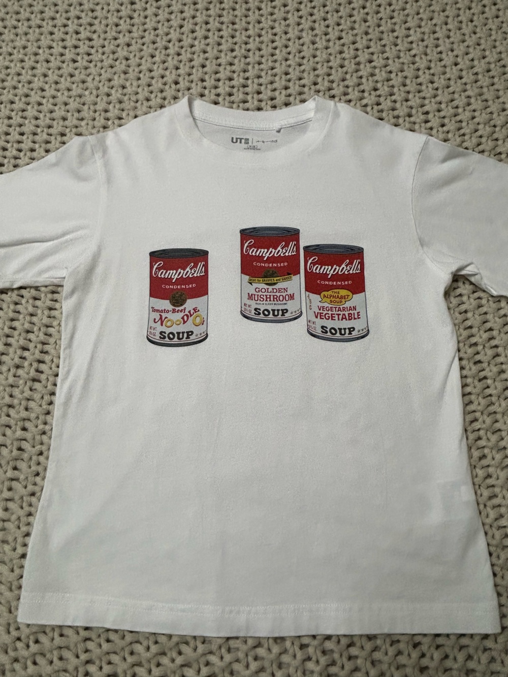 Uniqlo Andy Warhol Campbell Soup Graphic Kids White T-Shirt Size 9-10